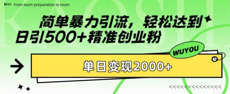 简单暴力引流，轻松达到日引500+精准创业粉，单日变现2k【揭秘】|小鸡网赚博客