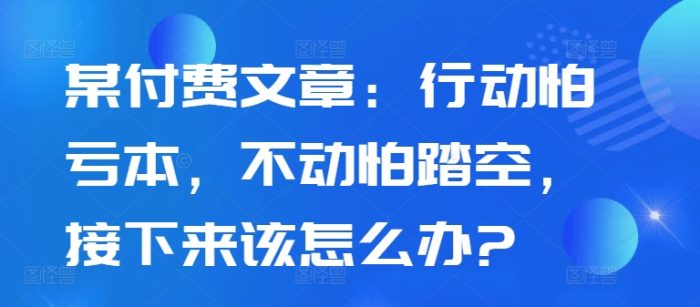 某付费文章：行动怕亏本，不动怕踏空，接下来该怎么办?|小鸡网赚博客