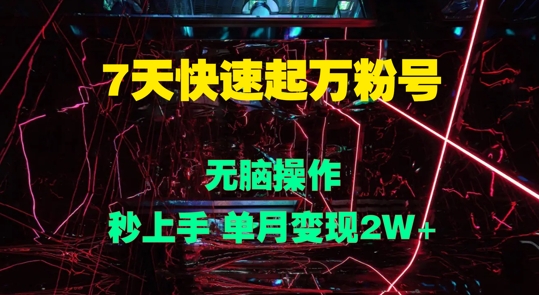 7天快速起万粉号，无脑操作，秒上手 单月变现过W|小鸡网赚博客