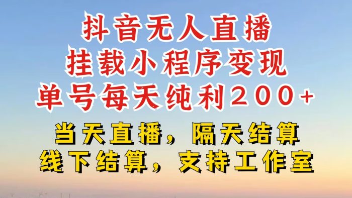 抖音无人直播挂载小程序，零粉号一天变现二百多，不违规也不封号，一场挂十个小时起步【揭秘】|小鸡网赚博客