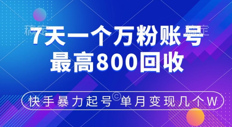 快手暴力起号，7天涨万粉，小白当天起号，多种变现方式，单月变现几个|小鸡网赚博客