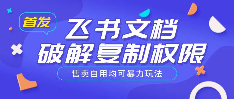 首发飞书文档破解复制权限，售卖自用均可暴力玩法|小鸡网赚博客