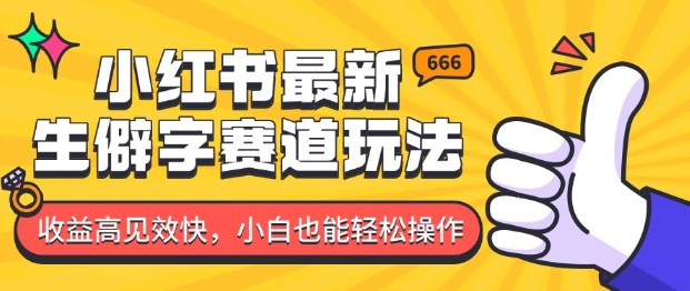 小红书最新生僻字赛道玩法，收益高见效快，小白也能轻松操作|小鸡网赚博客