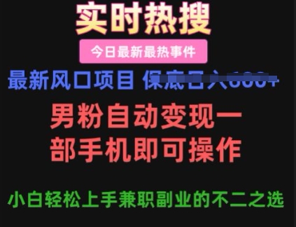 最新风口项目，男粉自动变现，一部手机即可操作，小白轻松上手，兼职副业的不二之选【揭秘】|小鸡网赚博客