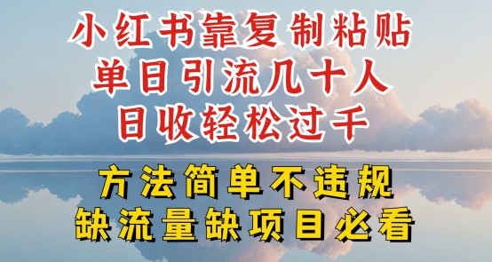 小红书靠复制粘贴单日引流几十人目收轻松过千，方法简单不违规|小鸡网赚博客