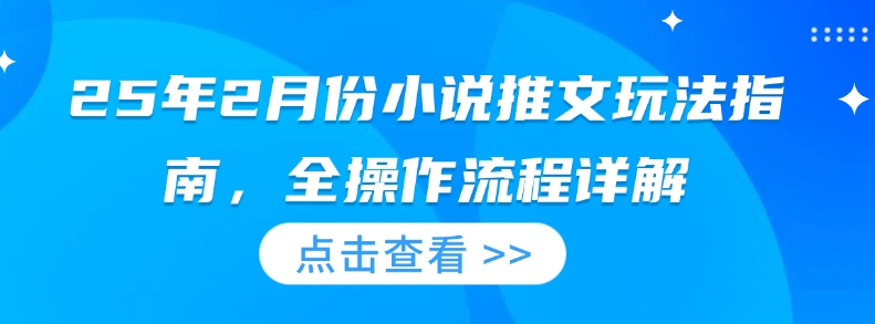 25年2月份小说推文玩法指南，全操作流程详解|小鸡网赚博客