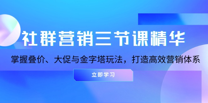 （13431期）社群营销三节课精华：掌握叠价、大促与金字塔玩法，打造高效营销体系|小鸡网赚博客