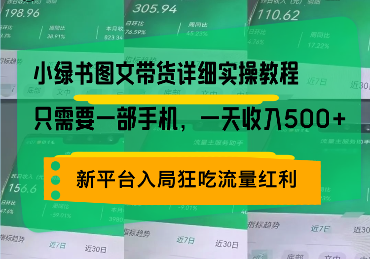 （13509期）小绿书图文带货详细实操教程，只需要一部手机，一天收入500+，轻松变现|小鸡网赚博客