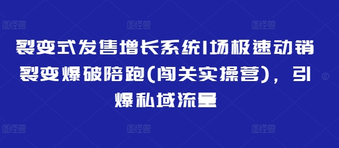 裂变式发售增长系统1场极速动销裂变爆破陪跑(闯关实操营)，引爆私域流量|小鸡网赚博客