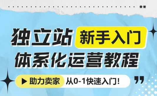 独立站新手入门体系化运营教程，助力独立站卖家从0-1快速入门!|小鸡网赚博客