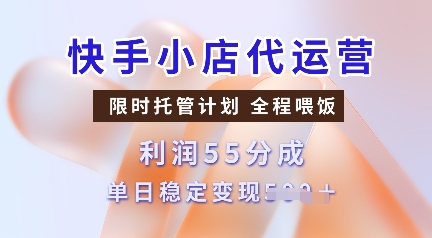 快手小店代运营，限时托管计划，收益55分，单日稳定变现多张【揭秘】|小鸡网赚博客