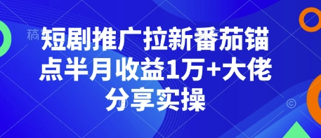 短剧推广拉新番茄锚点半月收益1万+大佬分享实操|小鸡网赚博客