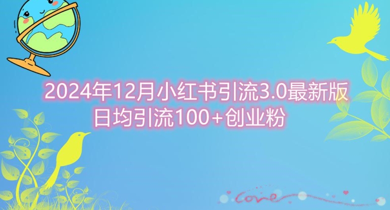 2024年12月小红书引流最新版，日均引流100+创业粉|小鸡网赚博客