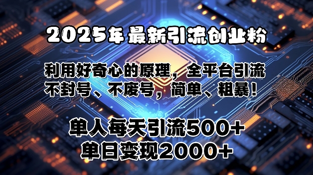 2025年最新引流创业粉，利用好奇心的原理，全平台引流，不封号、不废号，简单、粗暴|小鸡网赚博客