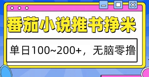 番茄小说推书挣米，单日100-200+，无脑零撸，实操流程|小鸡网赚博客