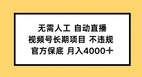 无需人工自动直播，视频号长期项目 不违规，官方保底月入4k左右|小鸡网赚博客