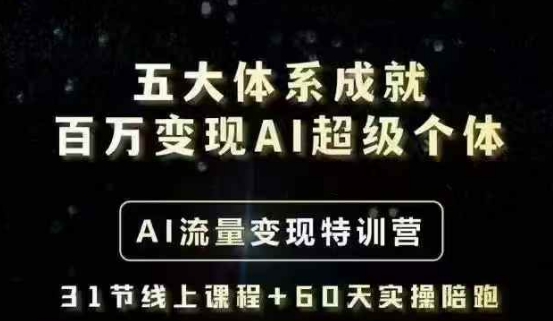 五大体系成就百万变现AI超级个体- AI流量变现特训营，一步一步教你一个人怎么年入百W|小鸡网赚博客