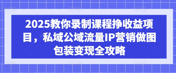 2025教你录制课程挣收益项目，私域公域流量IP营销做图包装变现全攻略|小鸡网赚博客