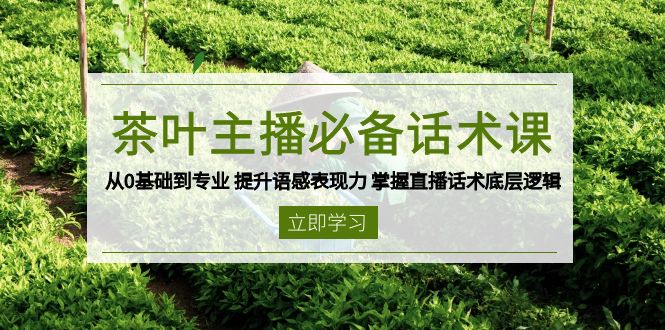 （13961期）茶叶 主播必备话术课 从0基础到专业 提升语感表现力 掌握直播话术底层逻辑|小鸡网赚博客