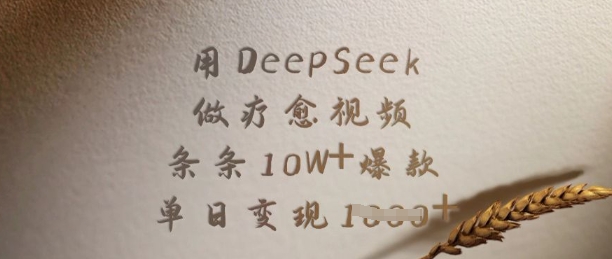 用DeepSeek做疗愈视频，条条10W+爆款，单日变现多张|小鸡网赚博客