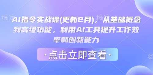 AI指令实战课(更新2月)，从基础概念到高级功能，利用AI工具提升工作效率和创新能力|小鸡网赚博客