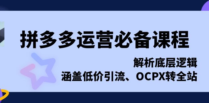 （13700期）拼多多运营必备课程，解析底层逻辑，涵盖低价引流、OCPX转全站|小鸡网赚博客