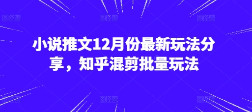 小说推文12月份最新玩法分享，知乎混剪批量玩法|小鸡网赚博客