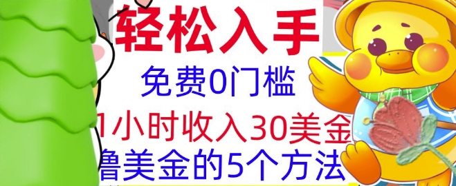 免费撸美刀的5个方法，1小时收入30美刀，0门槛，轻松入手|小鸡网赚博客