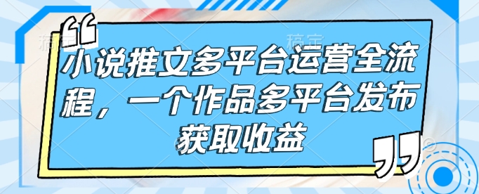 小说推文多平台运营全流程，一个作品多平台发布获取收益|小鸡网赚博客