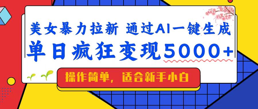 （14347期）美女暴力拉新，通过AI一键生成，单日疯狂变现5000+，纯小白一学就会！|小鸡网赚博客