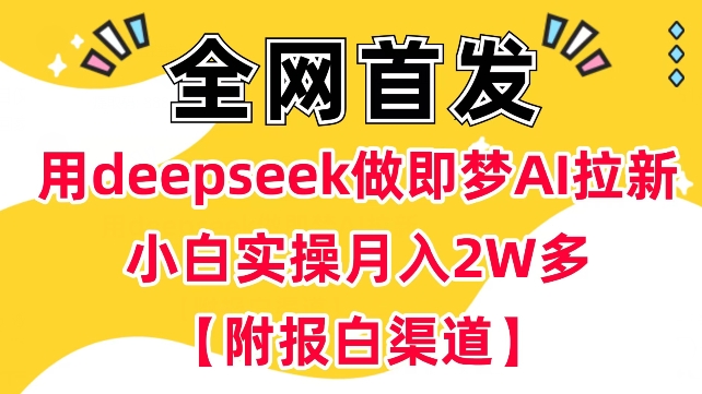 用deepseek做即梦Ai拉新 小白实操月入过W+【附报白渠道】|小鸡网赚博客