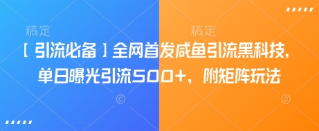 【引流必备】全网首发咸鱼引流黑科技，单日曝光引流500+，附矩阵玩法【揭秘】|小鸡网赚博客