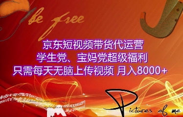 京东短视频带货代运营，学生党、宝妈党超级福利，只需每天无脑上传视频，月入8000+【仅揭秘】|小鸡网赚博客