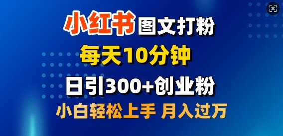 2月小红书图文打粉，每天10分钟，日引300+创业粉，小白轻松月入过W|小鸡网赚博客