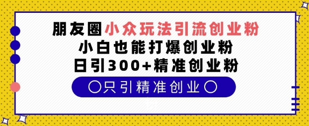 朋友圈小众玩法引流创业粉，小白也能打爆创业粉，日引300+精准创业粉【揭秘】|小鸡网赚博客