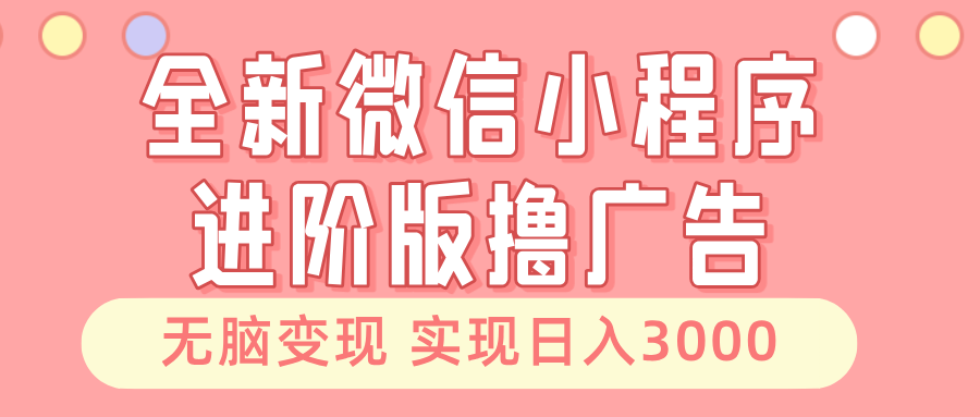 （13197期）全新微信小程序进阶版撸广告 无脑变现睡后也有收入 日入3000＋|小鸡网赚博客