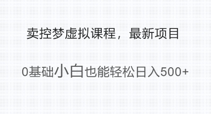 最新小众项目，利用人们猎奇的心理卖控梦虚拟课程，0基础小白也能轻松日入多张|小鸡网赚博客