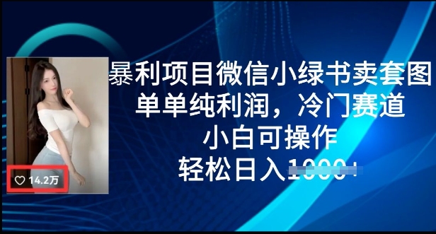 暴利项目微信小绿书卖套图，单单纯利润，冷门赛道， 小白可操作，轻松日入多张|小鸡网赚博客