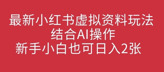 最新小红书虚拟资料玩法结合AI操作，新手小白也可日入2张|小鸡网赚博客