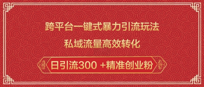 跨平台一键式暴力引流玩法，私域流量高效转化日引流300 +精准创业粉|小鸡网赚博客