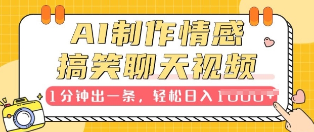 AI制作情感搞笑聊天视频，1分钟出一条，100%过原创，新手也能轻松上手|小鸡网赚博客