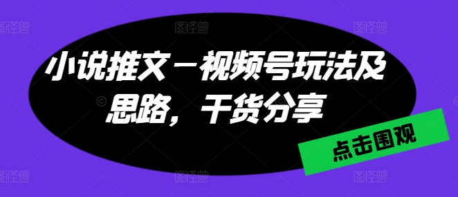 小说推文—视频号玩法及思路，干货分享|小鸡网赚博客