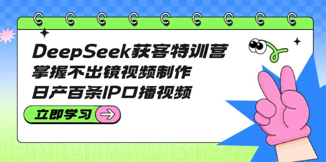 （14544期）DeepSeek获客特训营：掌握不出镜视频制作，日产百条IP口播视频|小鸡网赚博客